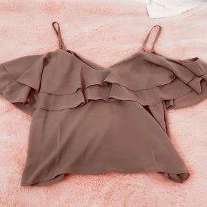 Grey, Ruffled, off the shoulder top